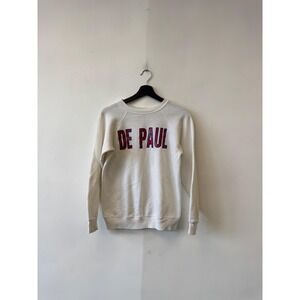 Vintage Champion DePaul Sweatshirt Mens Small White Fleece Crewneck USA 80s